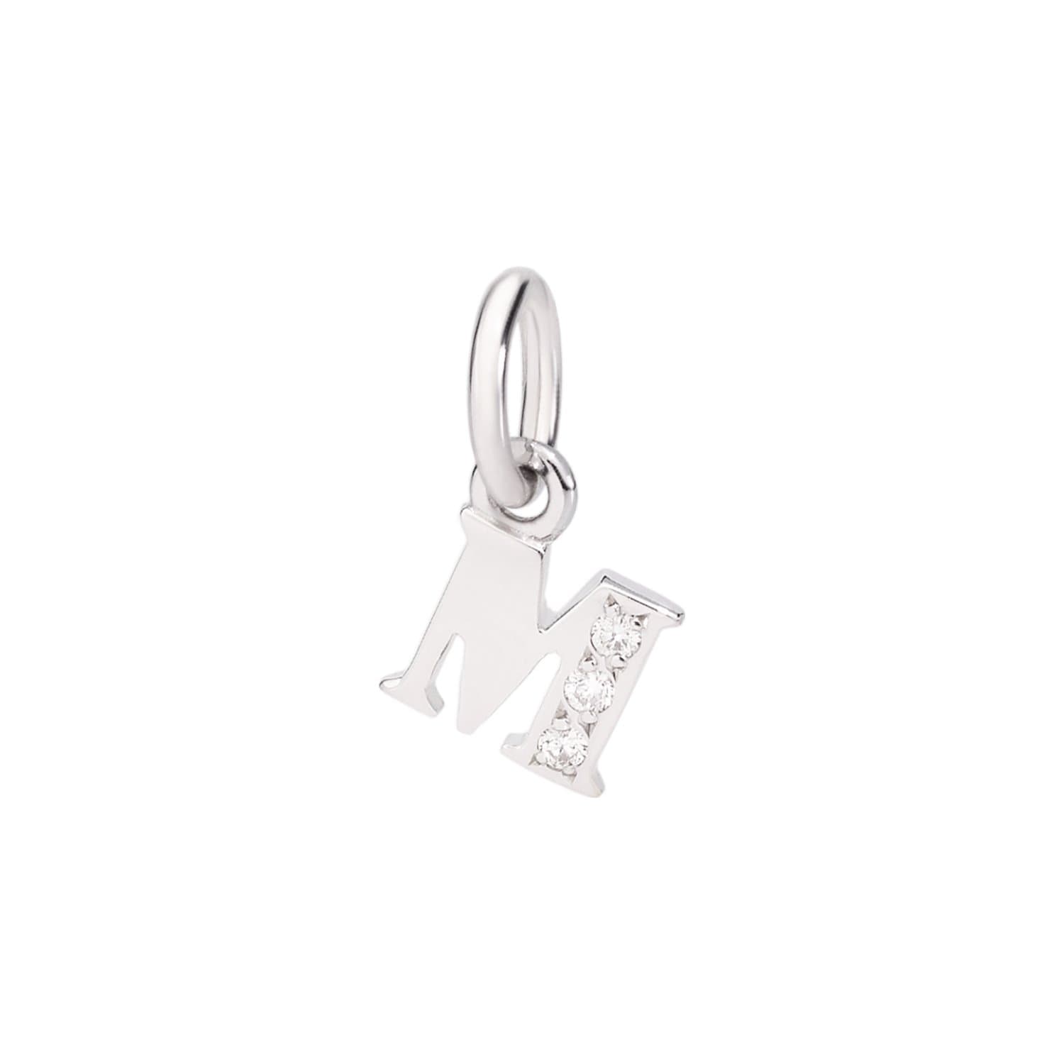 Pendentif DoDo Lettre M En Or Blanc Et Diamants - Or Blanc 375/1000ème - Diamant - Blanc